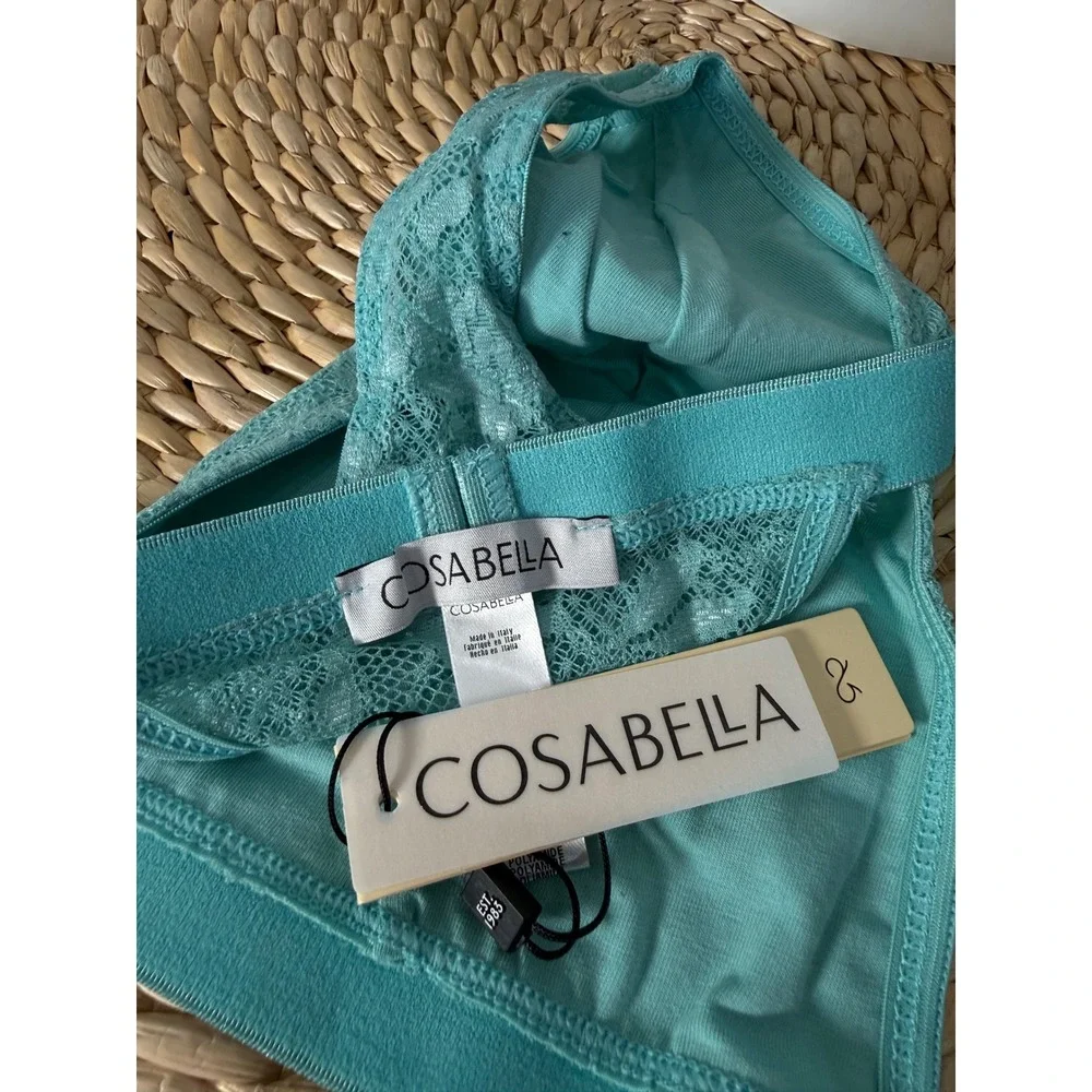Cosabella Never Say Never Capri Blue Italian Lace‎ Thong Men's Underwear L